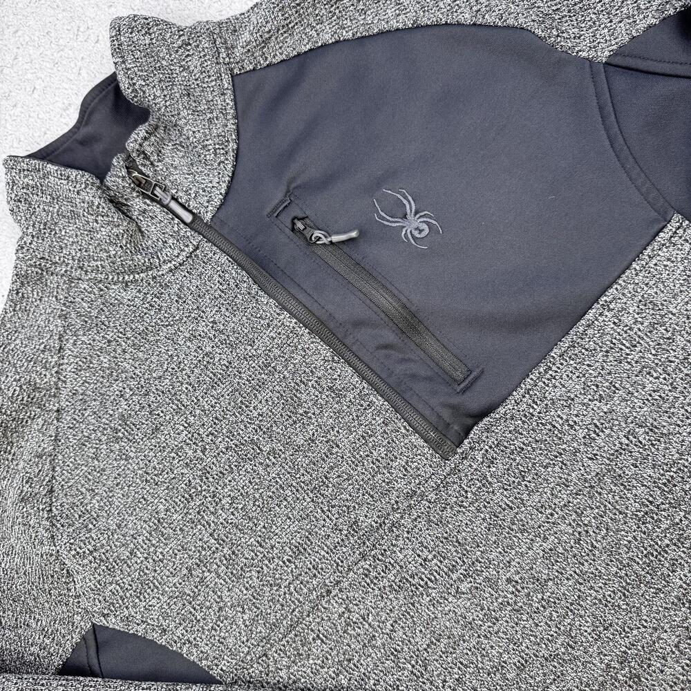 Spyder Sweater Mens Large Gray Quarter Zip Fleece Pullover Chest Pocket 229518